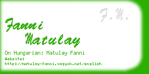 fanni matulay business card
